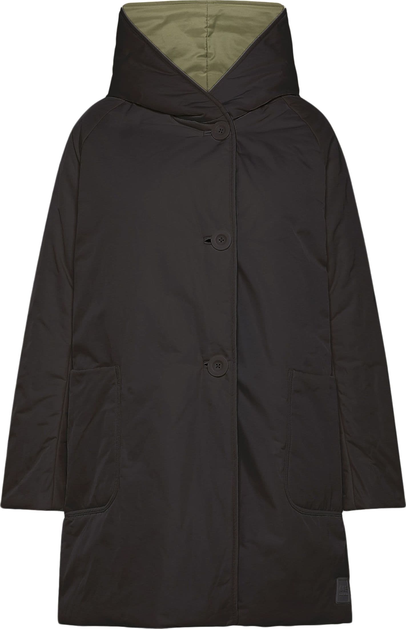 OOF Impermeabile Imbottito Donna Reversibile Lungo nero e verde da donna in Cappotti Drestige - Casamassima, commercioVirtuoso.it