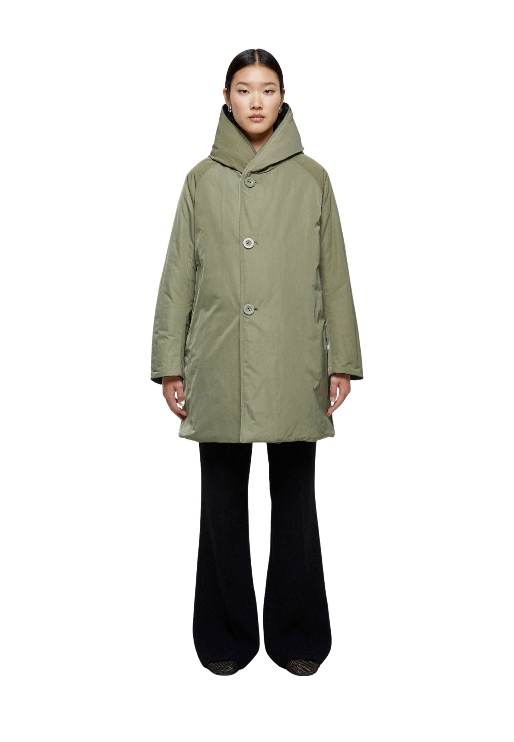 OOF Impermeabile Imbottito Donna Reversibile Lungo nero e verde da donna in Cappotti Drestige - Casamassima, commercioVirtuoso.it
