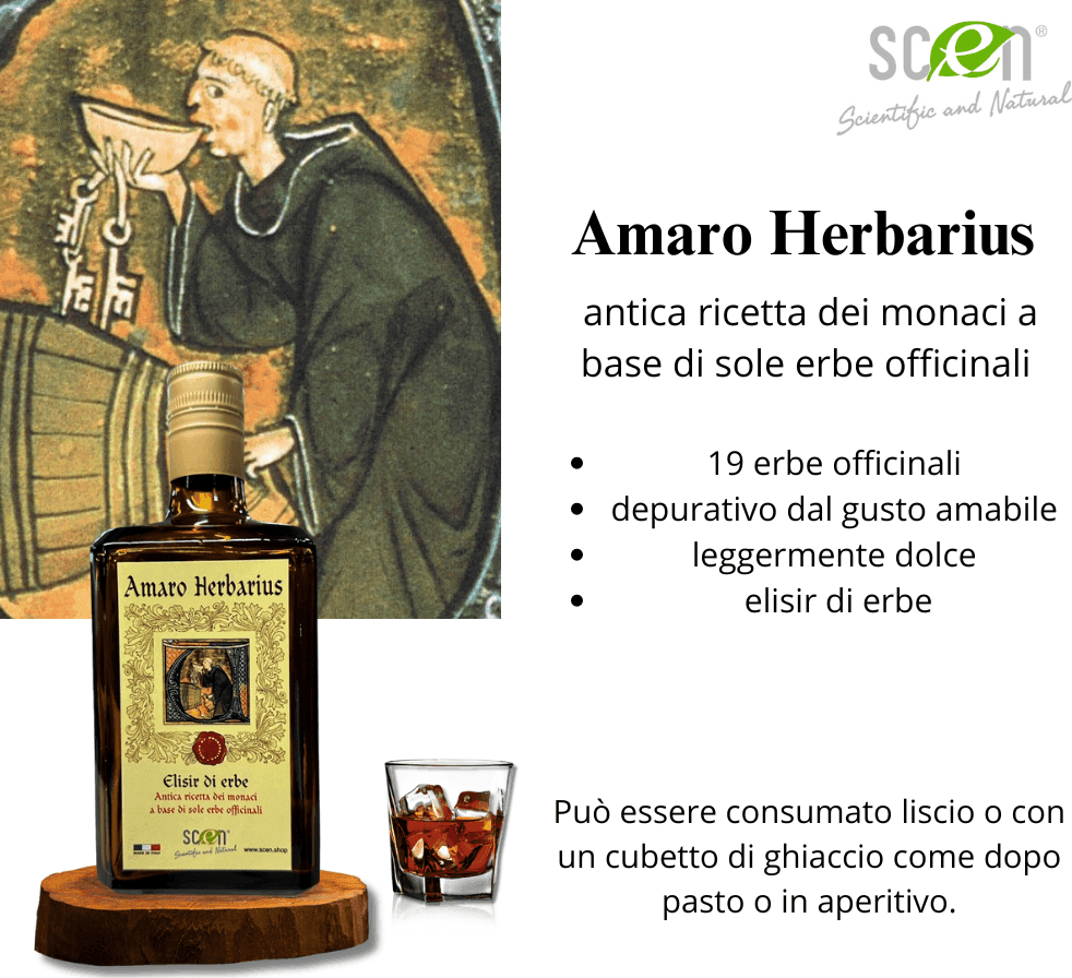 Amaro Herbarius - Elisir di Erbe - antica ricetta dei monaci a base di sole erbe officinali - 700 ml in Amari Scen Scientific and Natural - Poggibonsi, commercioVirtuoso.it