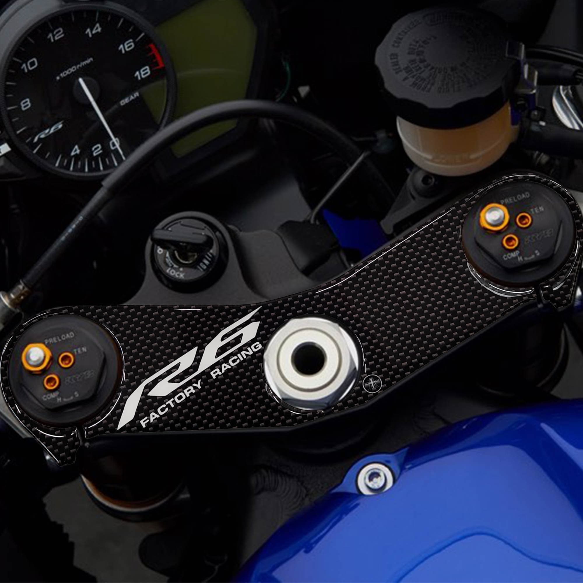 Adesivo 3D piastra forcella compatibile con Yamaha R6 2017-2025