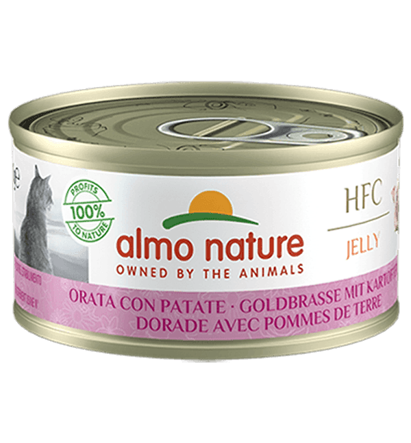 Almo Nature Scatoletta HFC Jelly gusto Orata e Patate per Gatti Adulti 70gr in Disidratato 101 Market - Poggibonsi, commercioVirtuoso.it