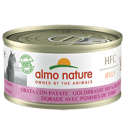 Almo Nature Scatoletta HFC Jelly gusto Orata e Patate per Gatti Adulti 70gr in Disidratato 101 Market - Poggibonsi, commercioVirtuoso.it
