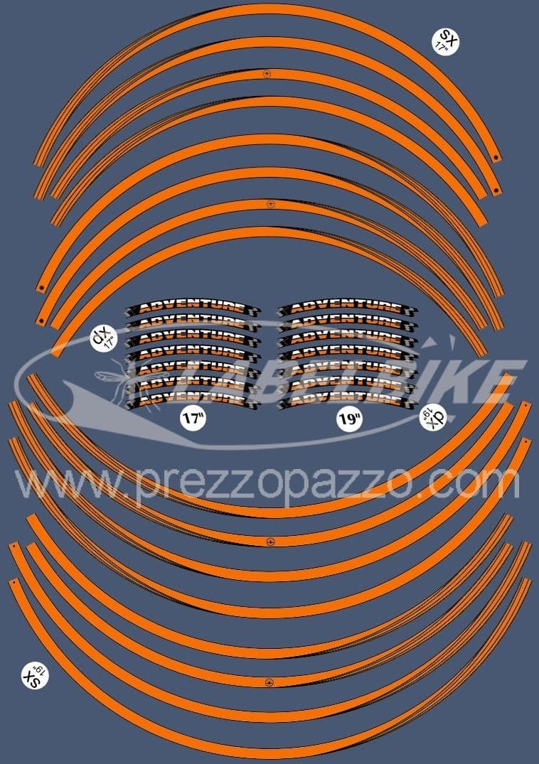 STRISCE ADESIVE compatibili per MOTO KTM 1090-1190-1290 ADVENTURE CERCHI 17' 19' in Decalcomanie adesivi e magneti LabelBike - Bibbiano, commercioVirtuoso.it