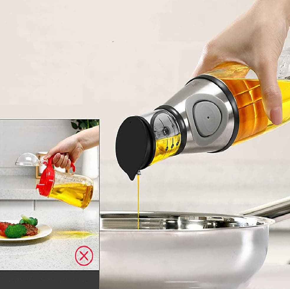Oliera da Tavola con Regolazione Dosaggio 500ml Vetro ABS Silicone H28cm in Salvagoccia Danyx - Casoria, commercioVirtuoso.it
