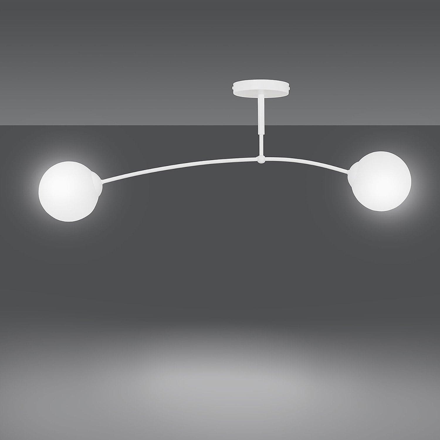 Plafoniera Moderna 2 Luci Pregos In Acciaio Bianco E Vetri A Sfera In Bianco in Lampade a sospensione LuceArt - Montecorvino Pugliano, commercioVirtuoso.it