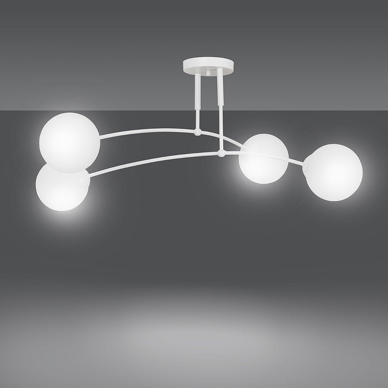 Plafoniera Moderna 4 Luci Pregos In Acciaio Bianco E Vetri A Sfera In Bianco in Plafoniere LuceArt - Montecorvino Pugliano, commercioVirtuoso.it