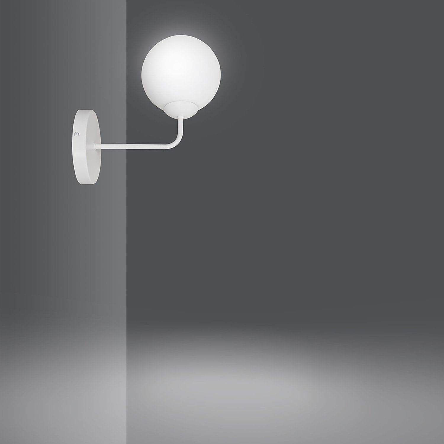 Applique Moderna 1 Luce Pregos In Acciaio Bianco E Vetro A Sfera Bianco in Applique LuceArt - Montecorvino Pugliano, commercioVirtuoso.it
