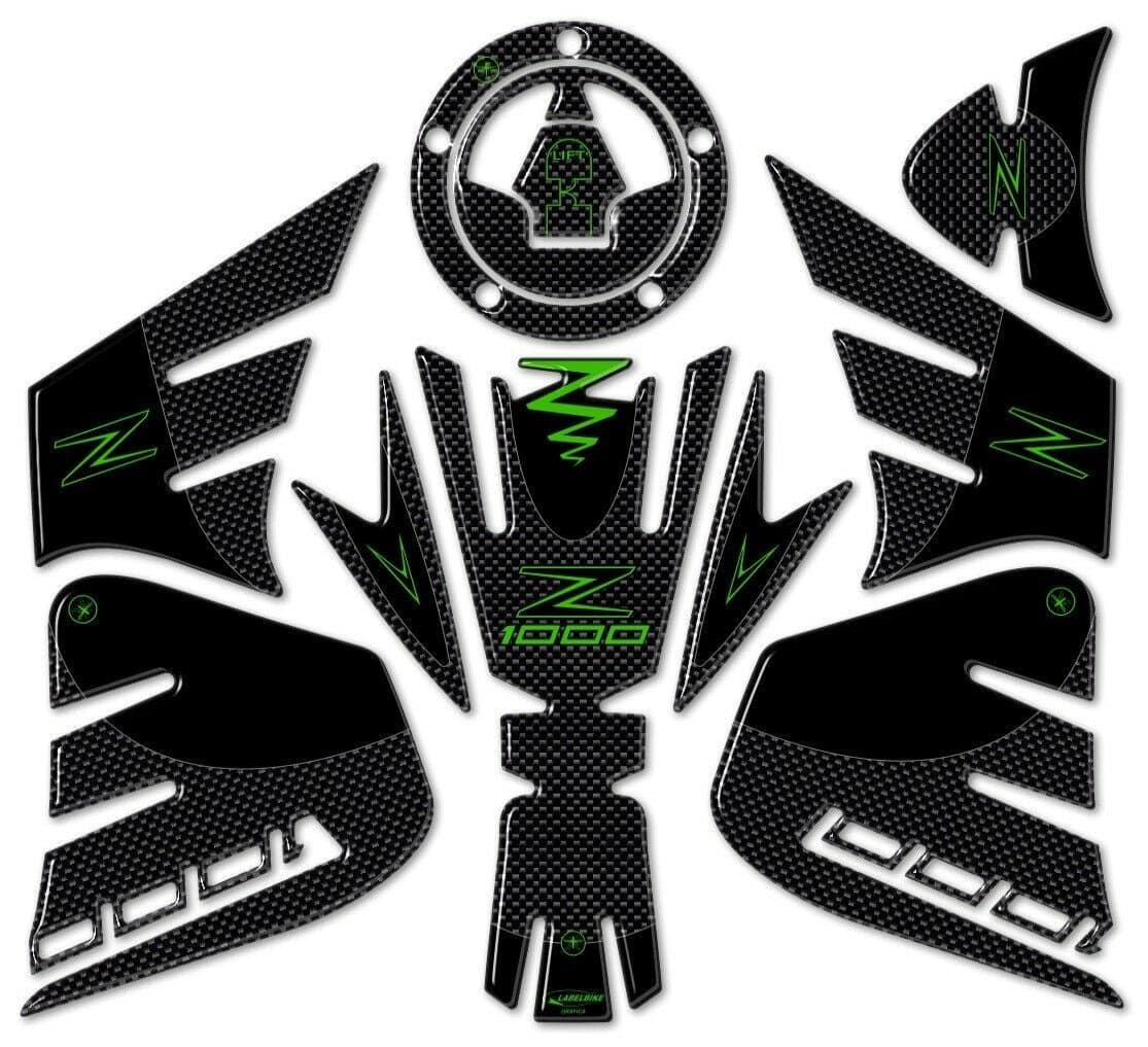 Kit Adesivi Gel Protezioni compatibili con Kawasaki Z1000 2014-2020 verde