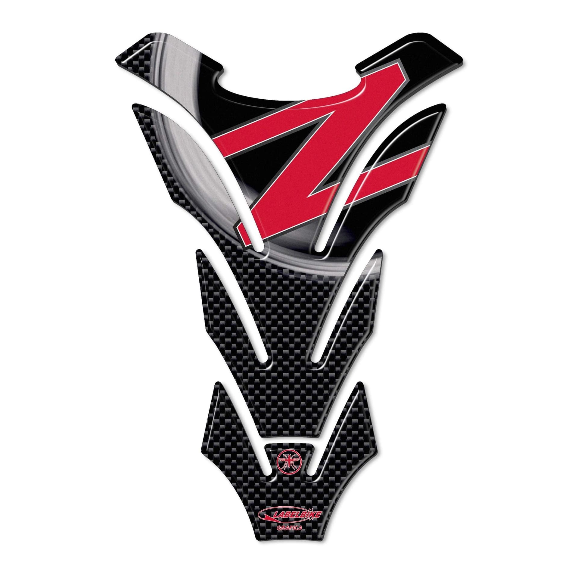 PARASERBATOIO STICKER 3D SERBATOIO compatibile MOTO KAWASAKI Z750 Z1000 ROSSO in Paraserbatoio LabelBike - Bibbiano, commercioVirtuoso.it