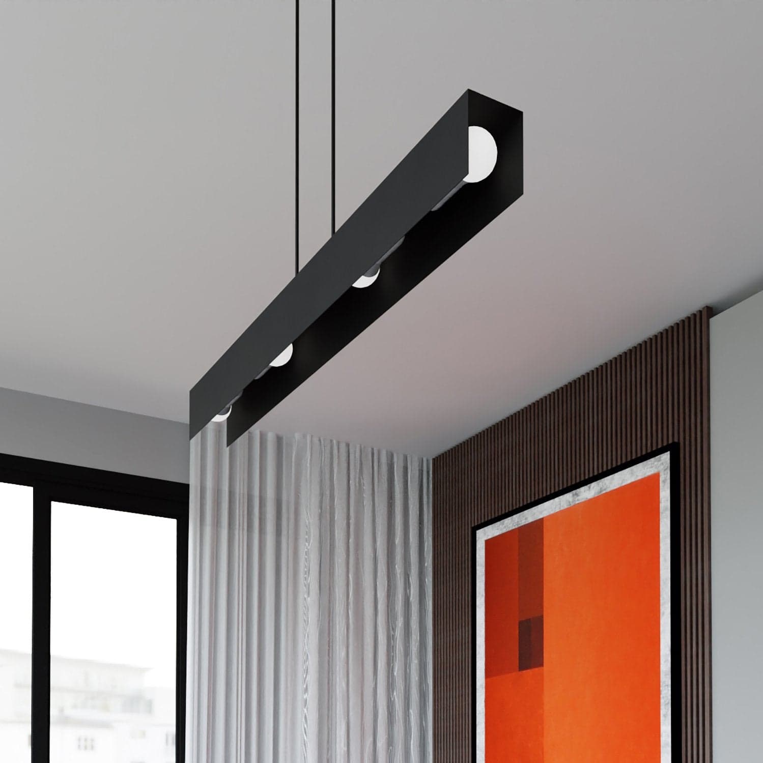 Lampadario Moderno 4 Luci Gentor In Acciaio Nero in Lampade a sospensione LuceArt - Montecorvino Pugliano, commercioVirtuoso.it