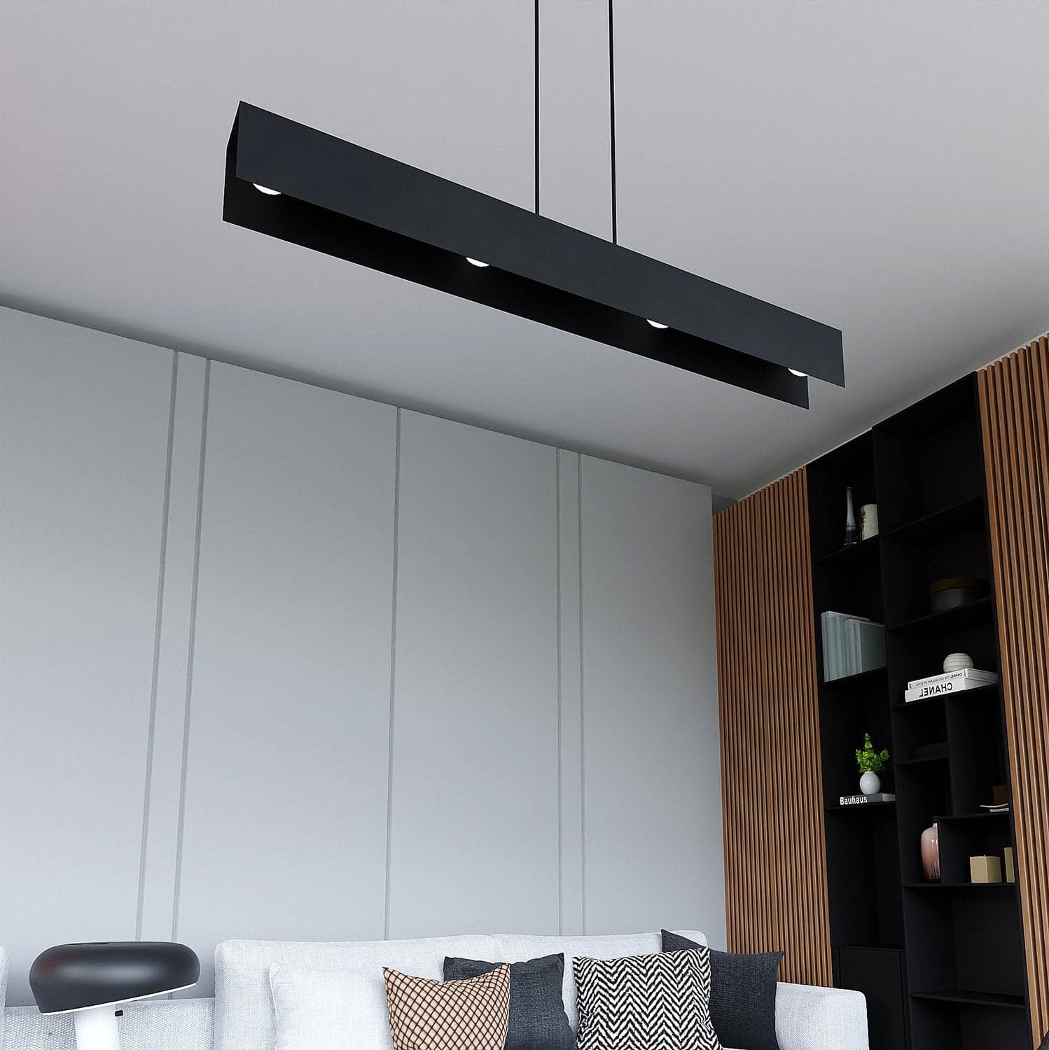 Lampadario Moderno 4 Luci Gentor In Acciaio Nero in Lampade a sospensione LuceArt - Montecorvino Pugliano, commercioVirtuoso.it