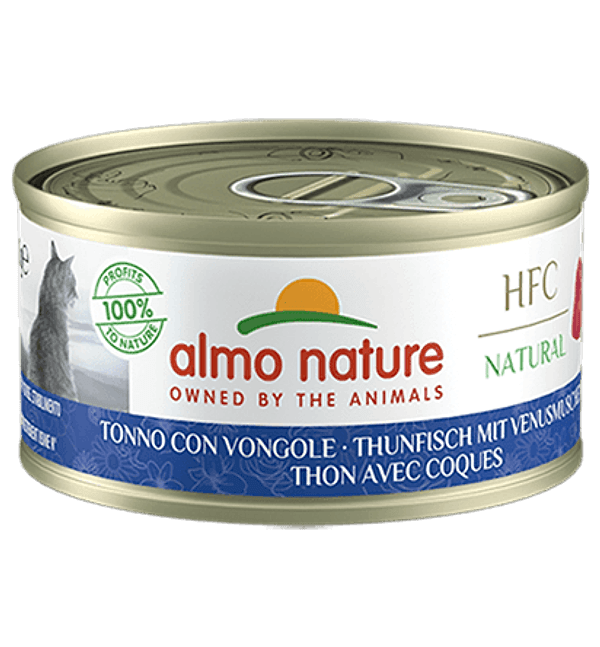 Almo Nature Scatoletta HFC Natural gusto Tonno e Vongole per Gatti Adulti 70gr in Probiotici 101 Market - Poggibonsi, commercioVirtuoso.it