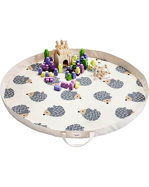Tappeto Gioco e Borsa  2-in-1 in Tela di Cotone 100%, Riccio - 112 cm  3 Sprouts
