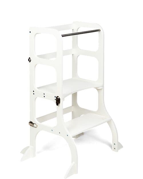 Torre Montessoriana Convertibile Step'n'Sit - Legno - Bianco con Cingh Ette Tete