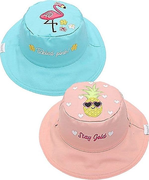 Cappello Estivo Reversibile Anti-UV SPF 50+ Fenicottero+Ananas - 100%  FlapJackKids