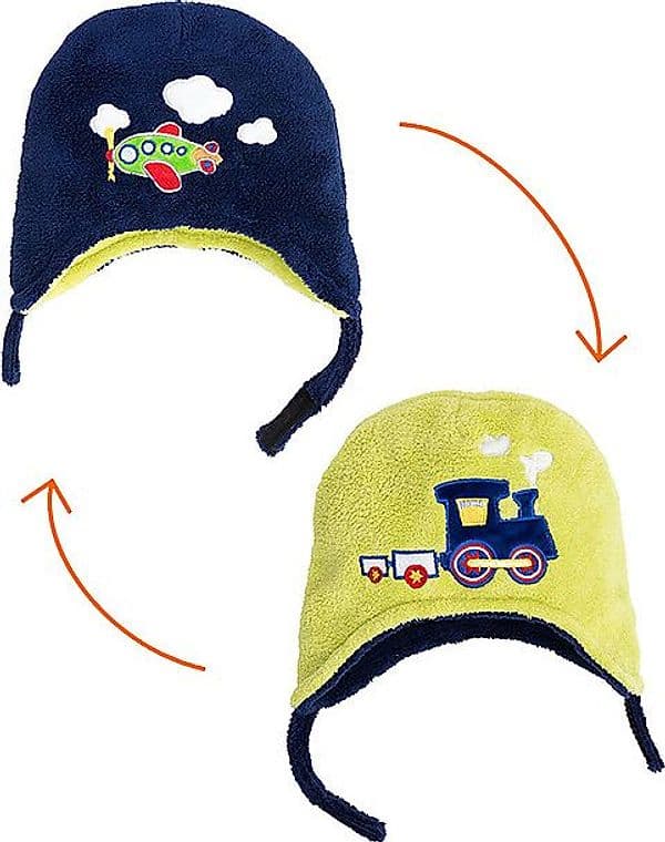 Cappello Invernale Reversibile in Pile - Treno+Aeroplano - Anti-UV SPF FlapJackKids