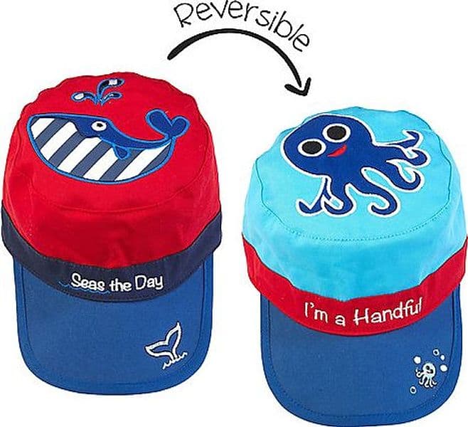 Berretto Visiera Estivo Anti-UV SPF 50 - Balena+Piovra - 100% cotone FlapJackKids