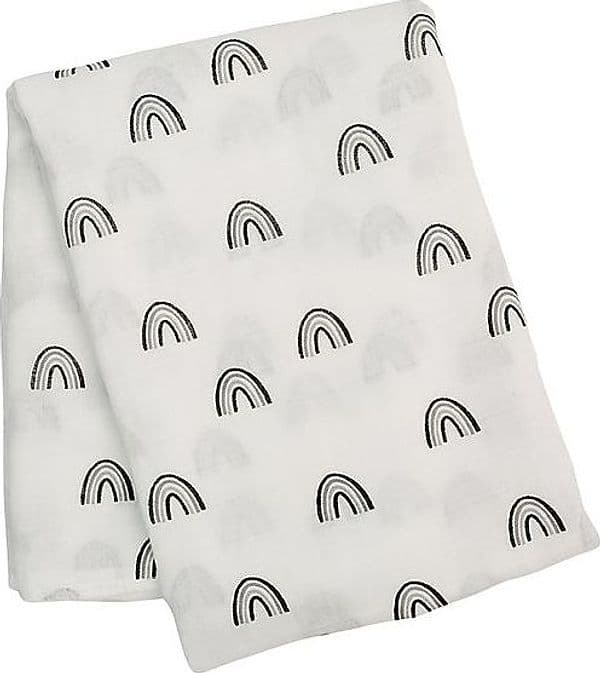 Copertina Swaddle 120x120 cm - Black Rainbow - Cotone e Viscosa di Bam Lulujo Baby
