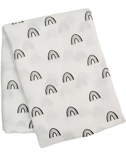 Copertina Swaddle 120x120 cm - Black Rainbow - Cotone e Viscosa di Bam Lulujo Baby