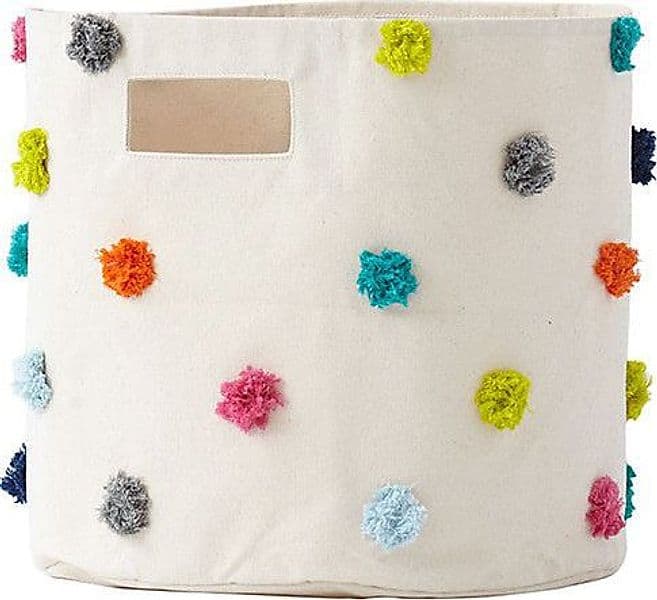 Cesto Portaoggetti - Pom Pom Multicolore - 33 x 30,5cm - 100% Cotone N Pehr