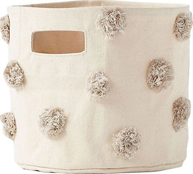 Cesto Portaoggetti - Pom Pom Grigio - 20,3cm x 17,8cm - 100% Cotone Na Pehr