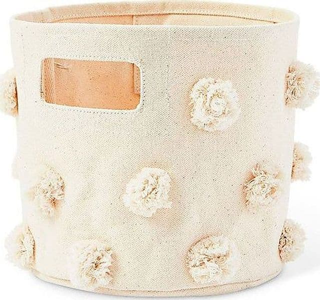 Cesto Portaoggetti - Pom Pom Naturale - 20,3cm x 17,8cm - 100% Cotone  Pehr
