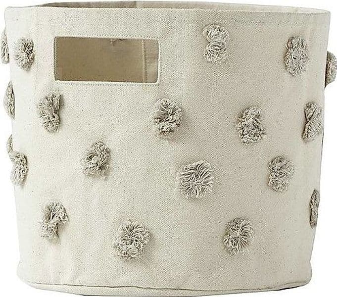 Cesto Portaoggetti - Pom Pom Grigio - 25,5cm x 22,9cm - 100% Cotone Na Pehr