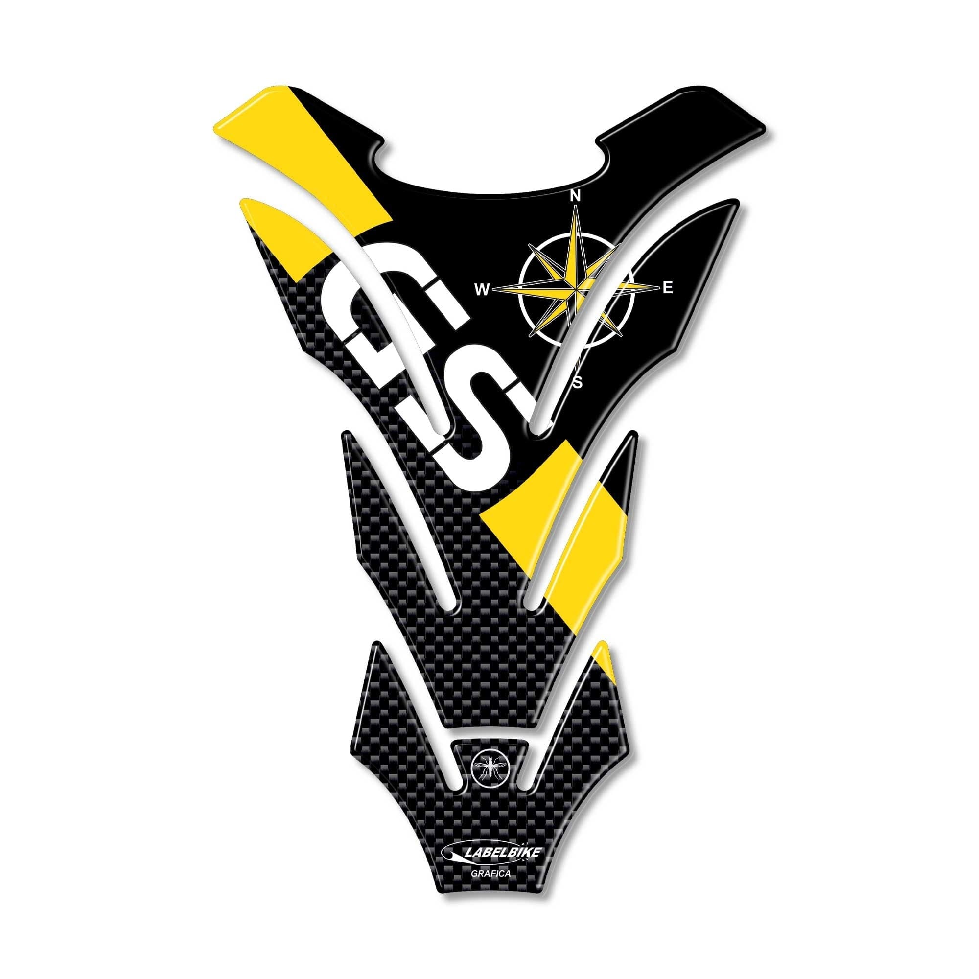 PARASERBATOIO ADESIVI-STICKERS in RESINA 3D per MOTO BMW GS Carbonio-Giallo in Paraserbatoio LabelBike - Bibbiano, commercioVirtuoso.it