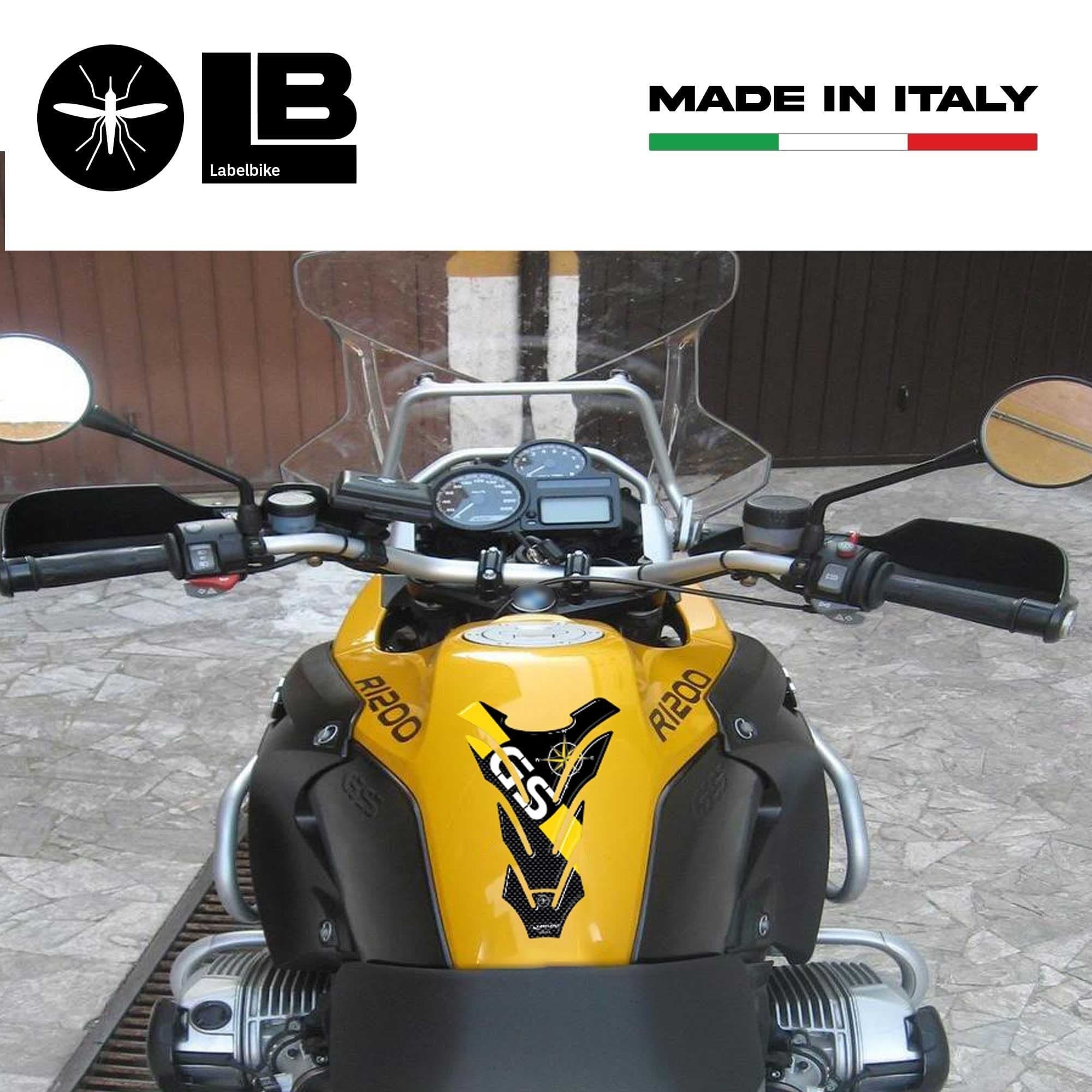 PARASERBATOIO ADESIVI-STICKERS in RESINA 3D per MOTO BMW GS Carbonio-Giallo in Paraserbatoio LabelBike - Bibbiano, commercioVirtuoso.it