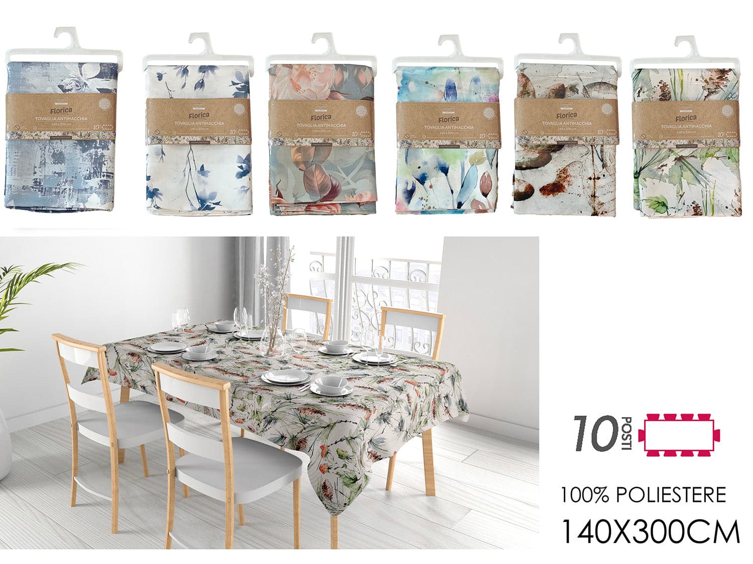 Tovaglia Antimacchia Florica 140x300cm