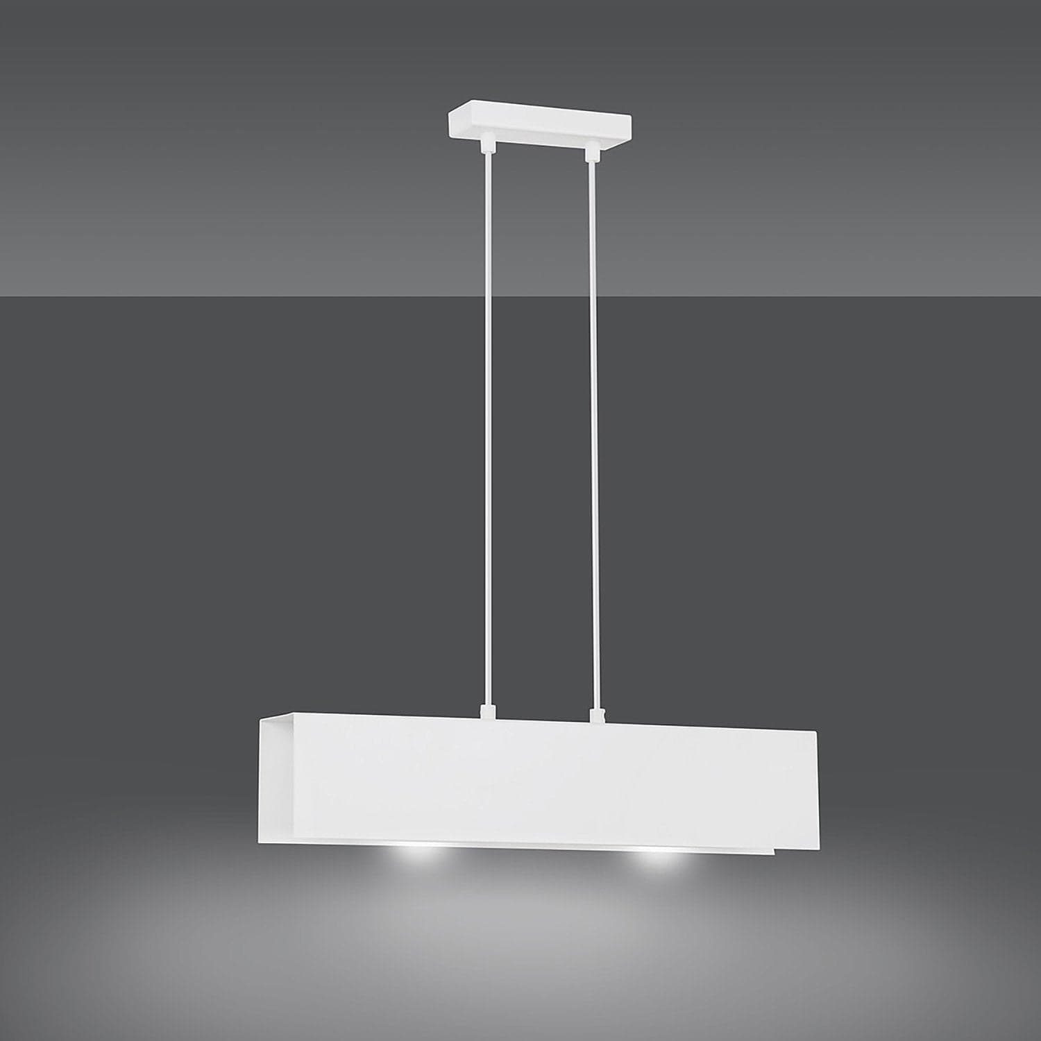 Lampadario Moderno 2 Luci Gentor In Acciaio Bianco in Lampade a sospensione LuceArt - Montecorvino Pugliano, commercioVirtuoso.it