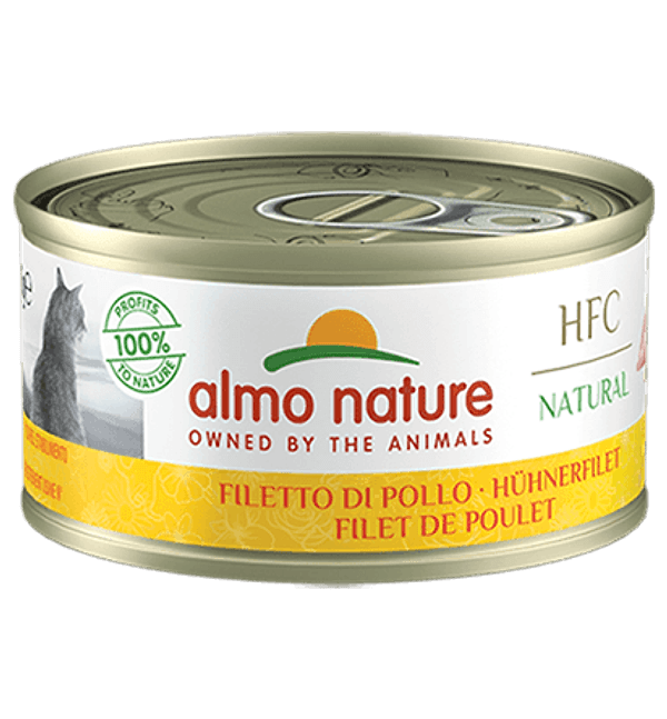 Almo Nature Scatoletta HFC Natural gusto Filetto di Pollo per Gatti Adulti