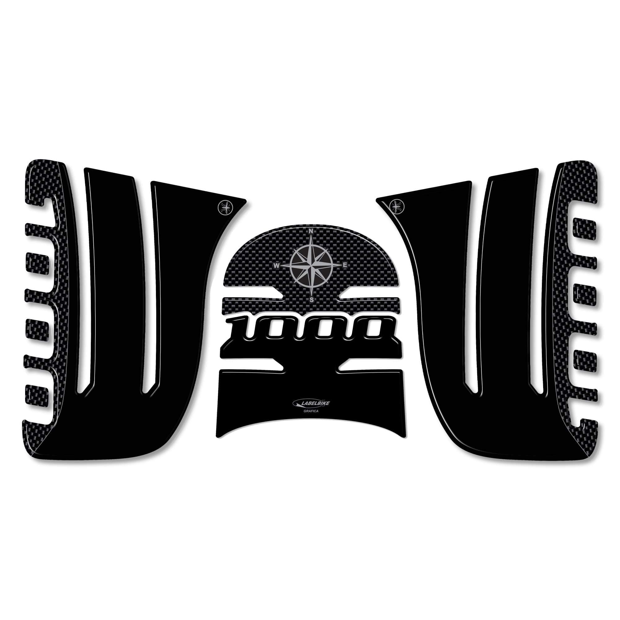 KIT di 3 ADESIVI 3D PROTEZIONE CARBONIO compatibili per moto HONDA VARADERO 1000