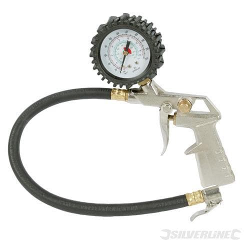 Pistola di gonfiaggio per pneumatici con manometro lungo 400 mm silverline