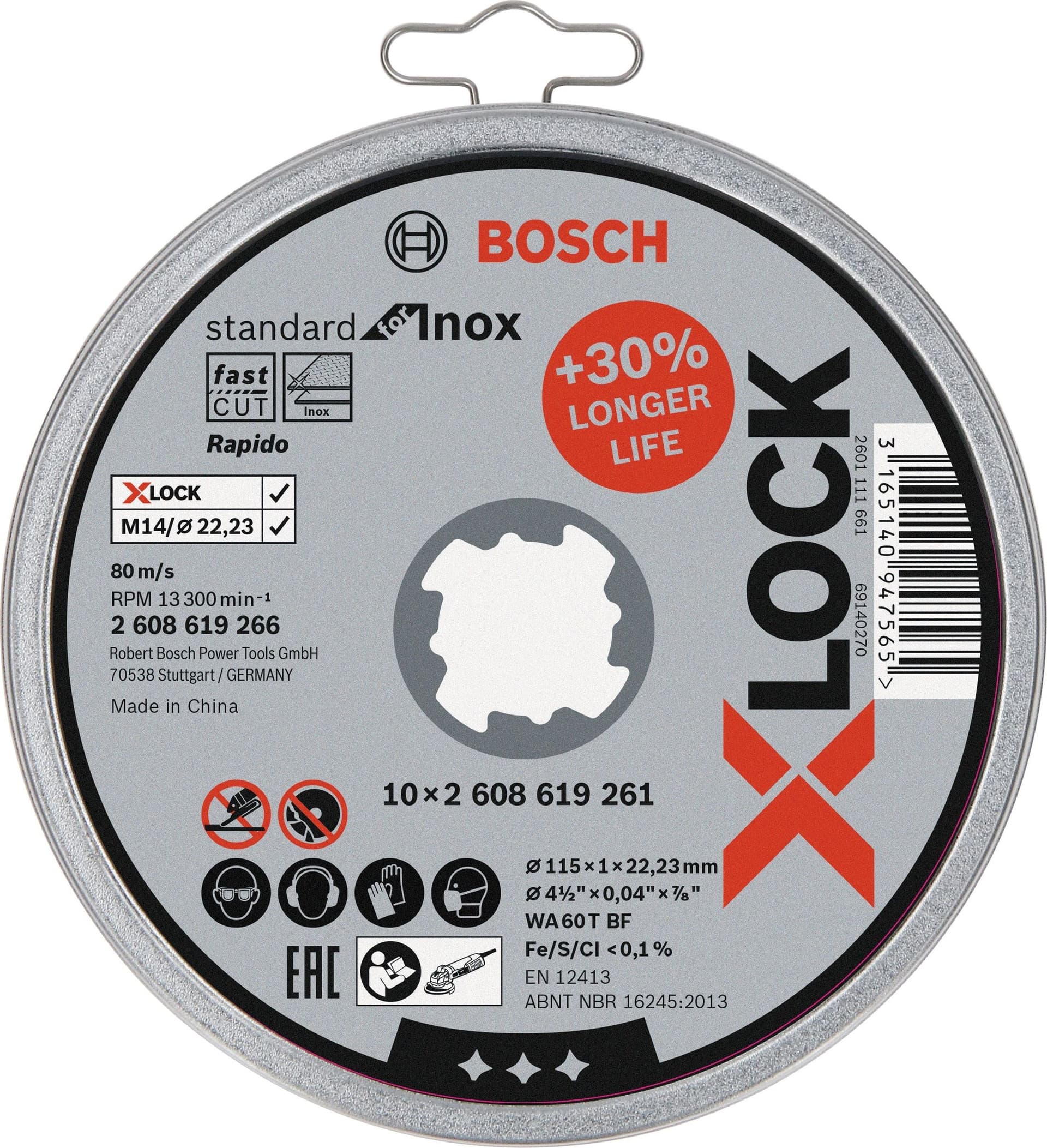 Box Dischi Abrasivi x Lock 10 Pezzi. per Inox Ø Mm 115 x 1 0X22 23 Bosch