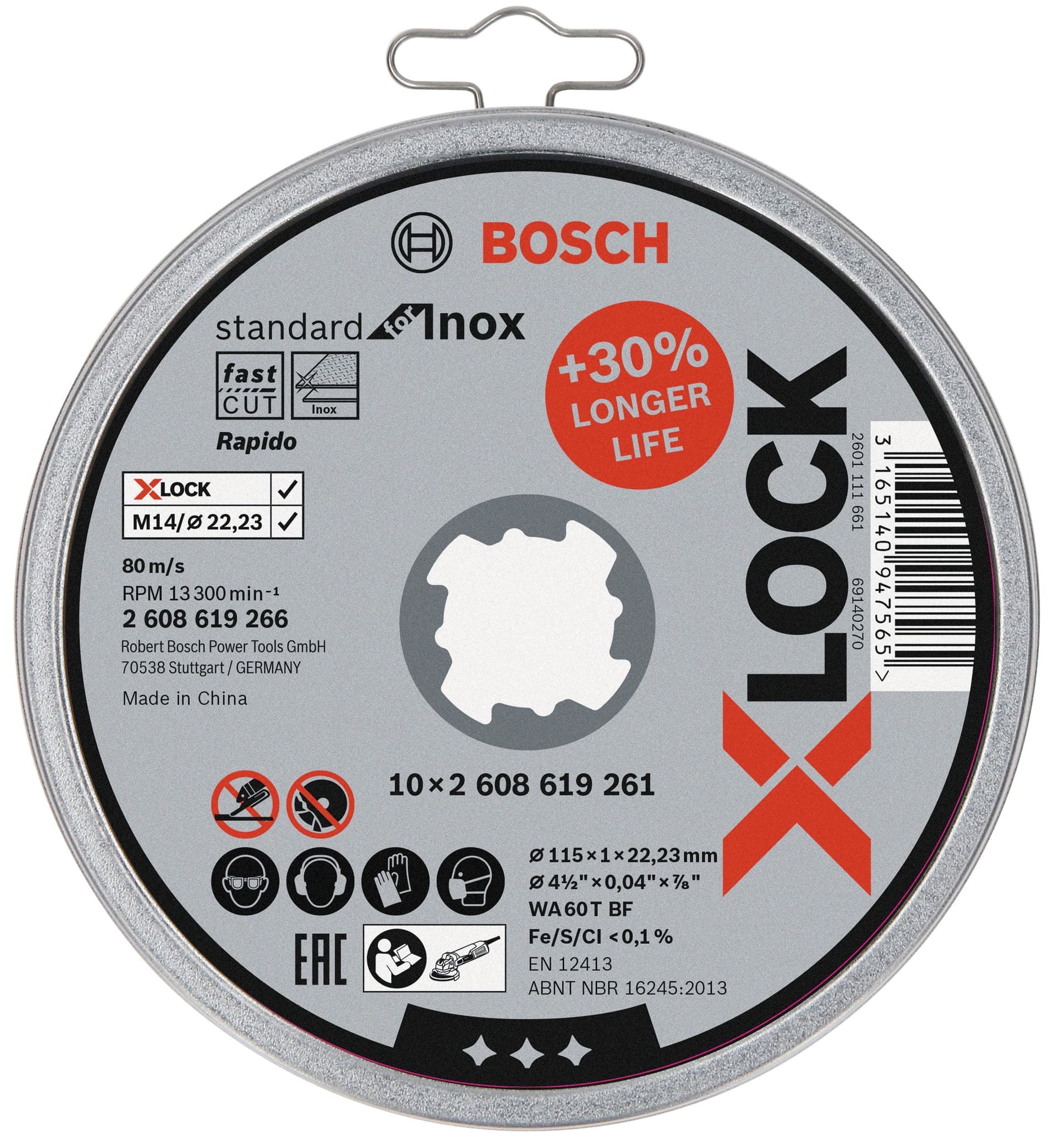 Box Dischi Abrasivi x Lock 10 Pezzi. per Inox Ø Mm 115 x 1 0X22 23 Bosch