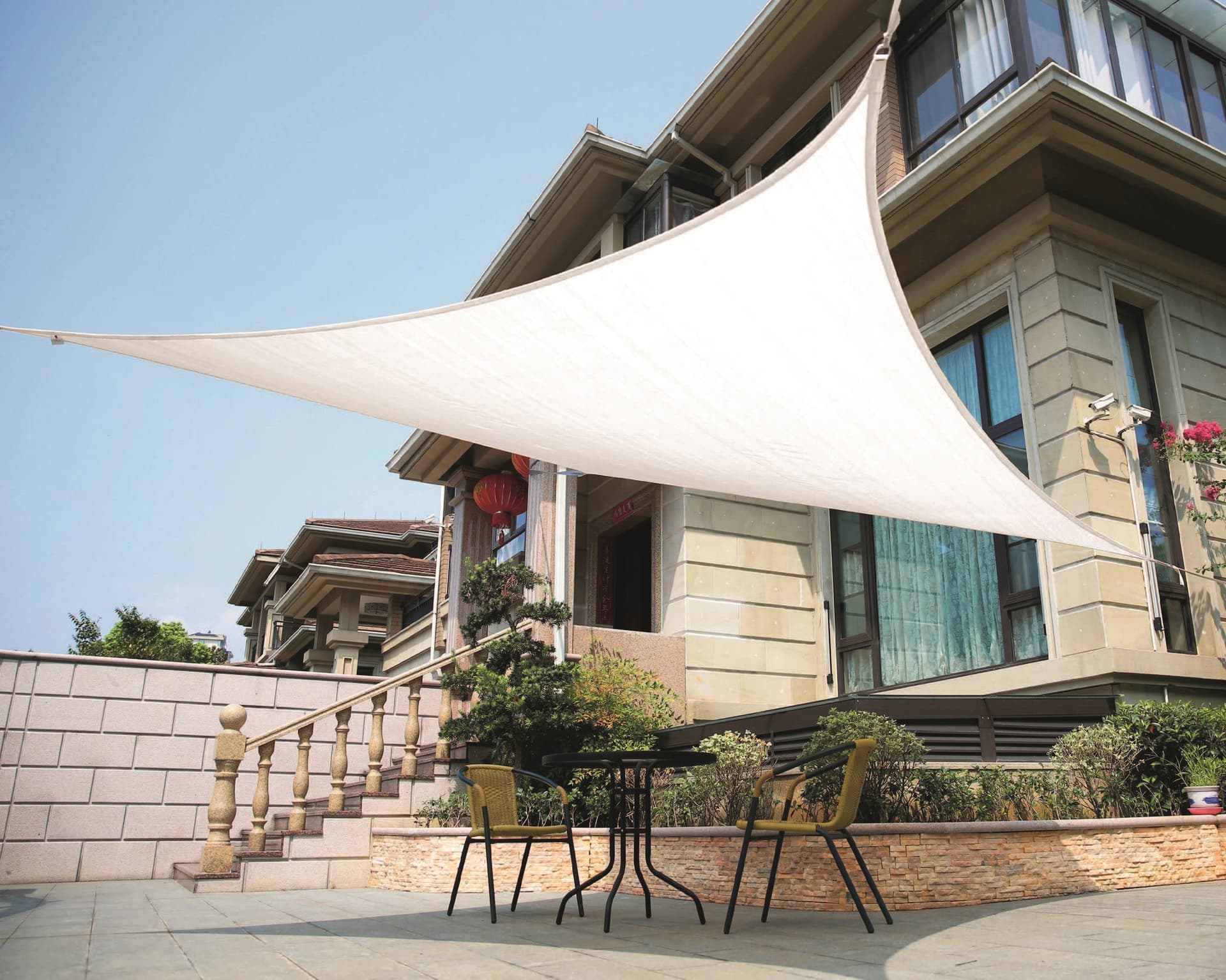 Vela Ombreggiante Triangolare Colore Bianco M 3 x 3X3 Confine