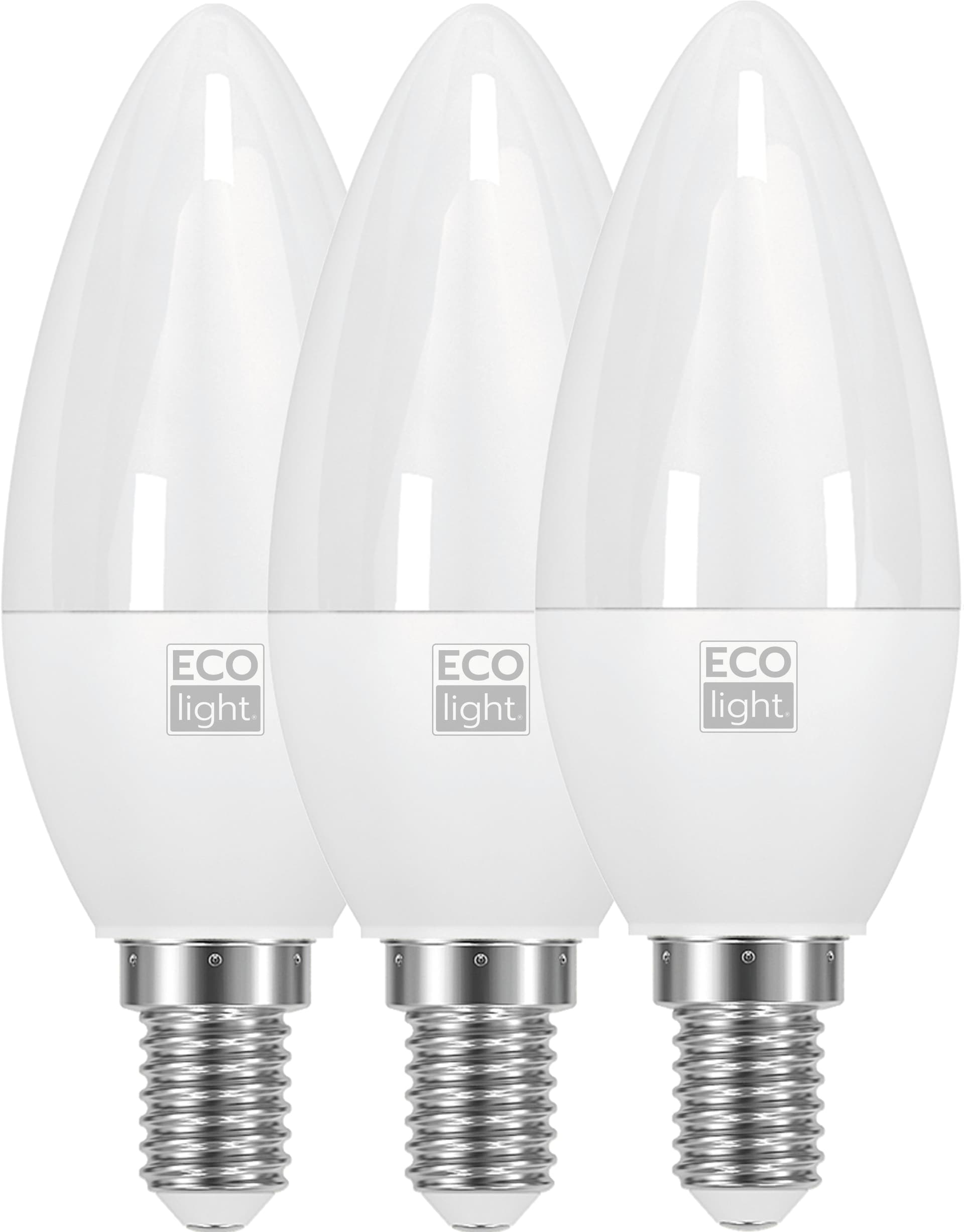Lampada a LED Candela E14 3 Pezzi. Luce Calda 6 W 10.00 Confezioni Ecolight