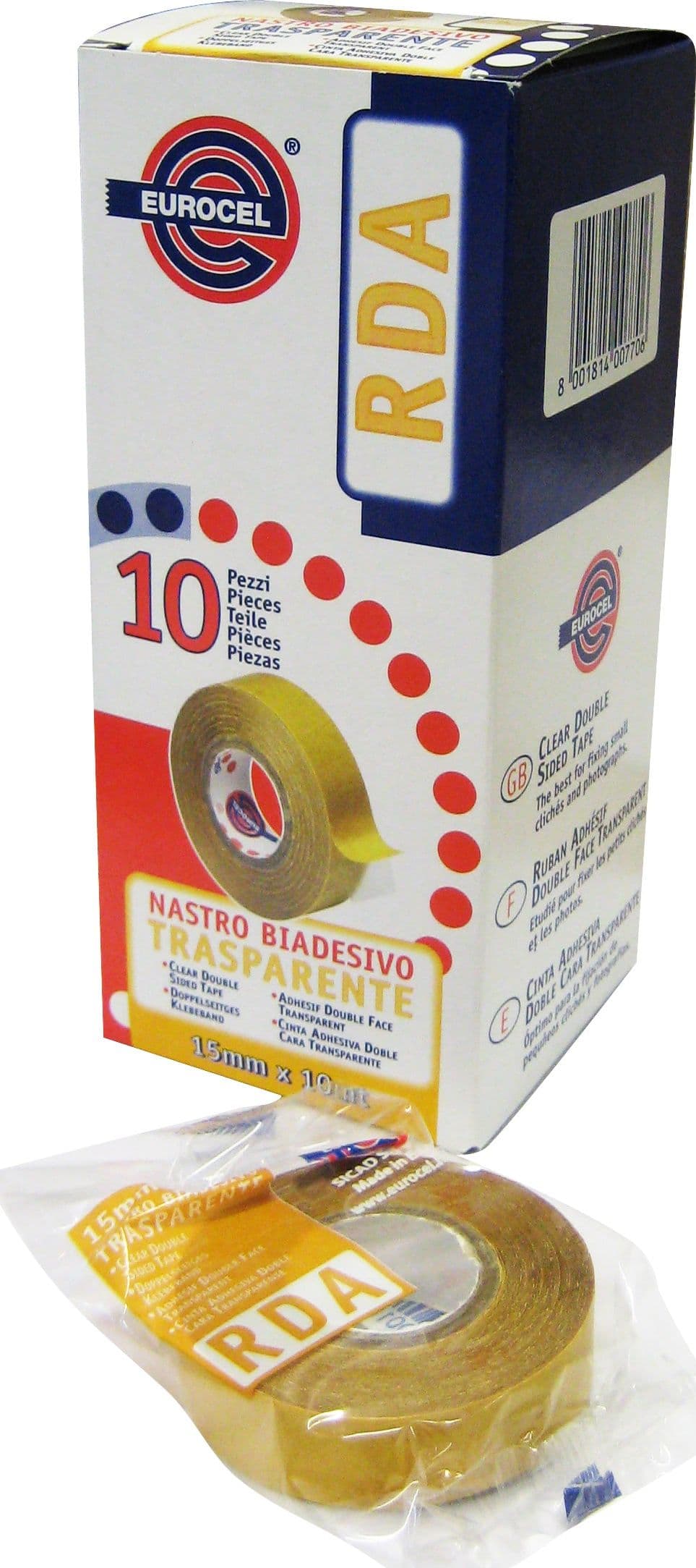 Nastro Biadesivo Mm 15 x 10 M Colore Trasparente Eurocel