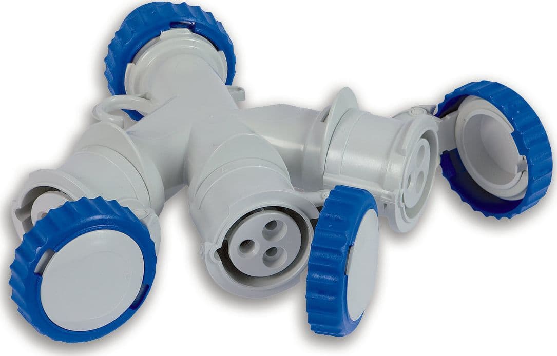 Adattatore Industriale Cee Triplo IP67 2P+T Spina 3 Prese Cee Fanton
