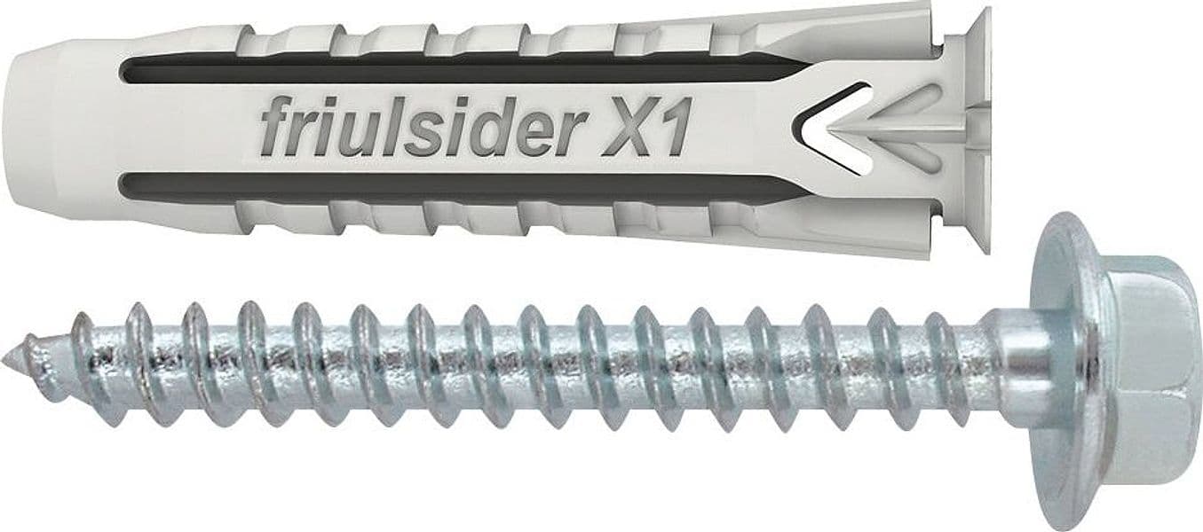 Tassello Universale X1 Evo con Tirafondo 100 Pezzi. Mm 10 x 50 Friulsider