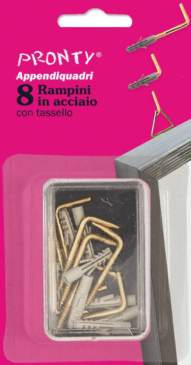 Gancetto Per Quadri Aq 8 Ganci + 8 Tasselli 12.00 Confezioni in Ganci appendi quadri BricoGo - Marano di Napoli, commercioVirtuoso.it