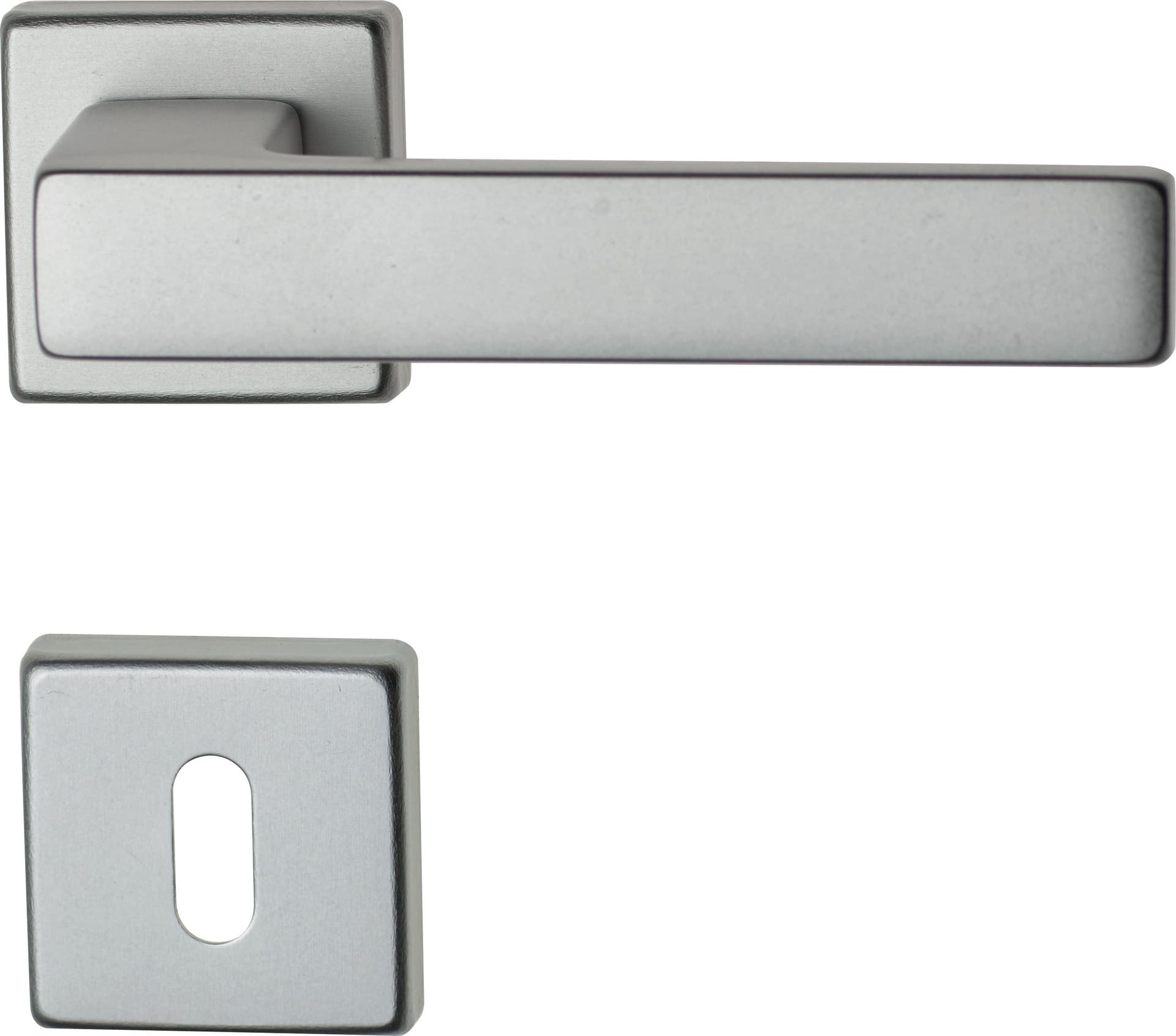 Maniglia Carlo con Rosetta Patent Alluminio Anodizzato Argento Ghidini