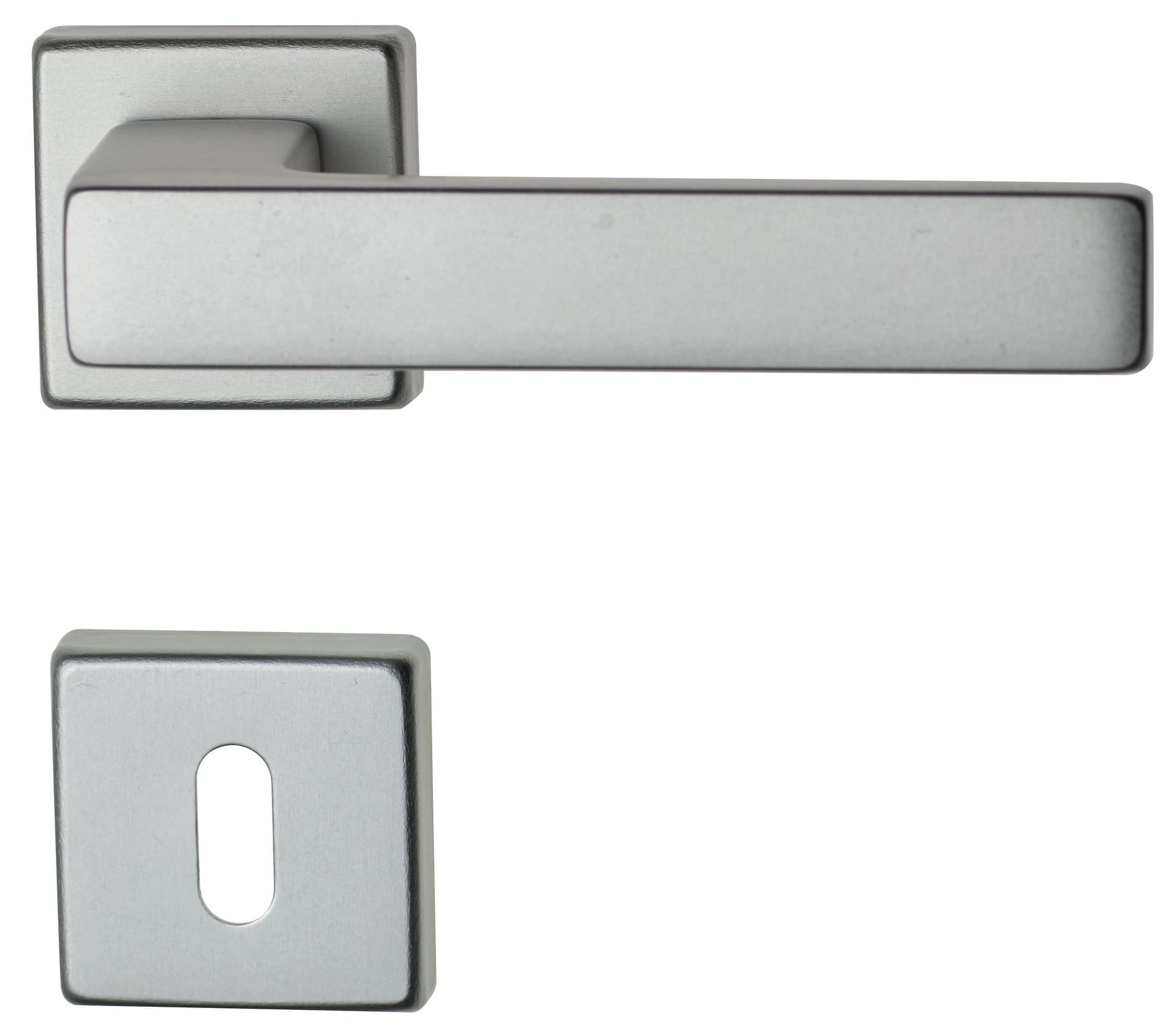 Maniglia Carlo con Rosetta Patent Alluminio Anodizzato Argento Ghidini