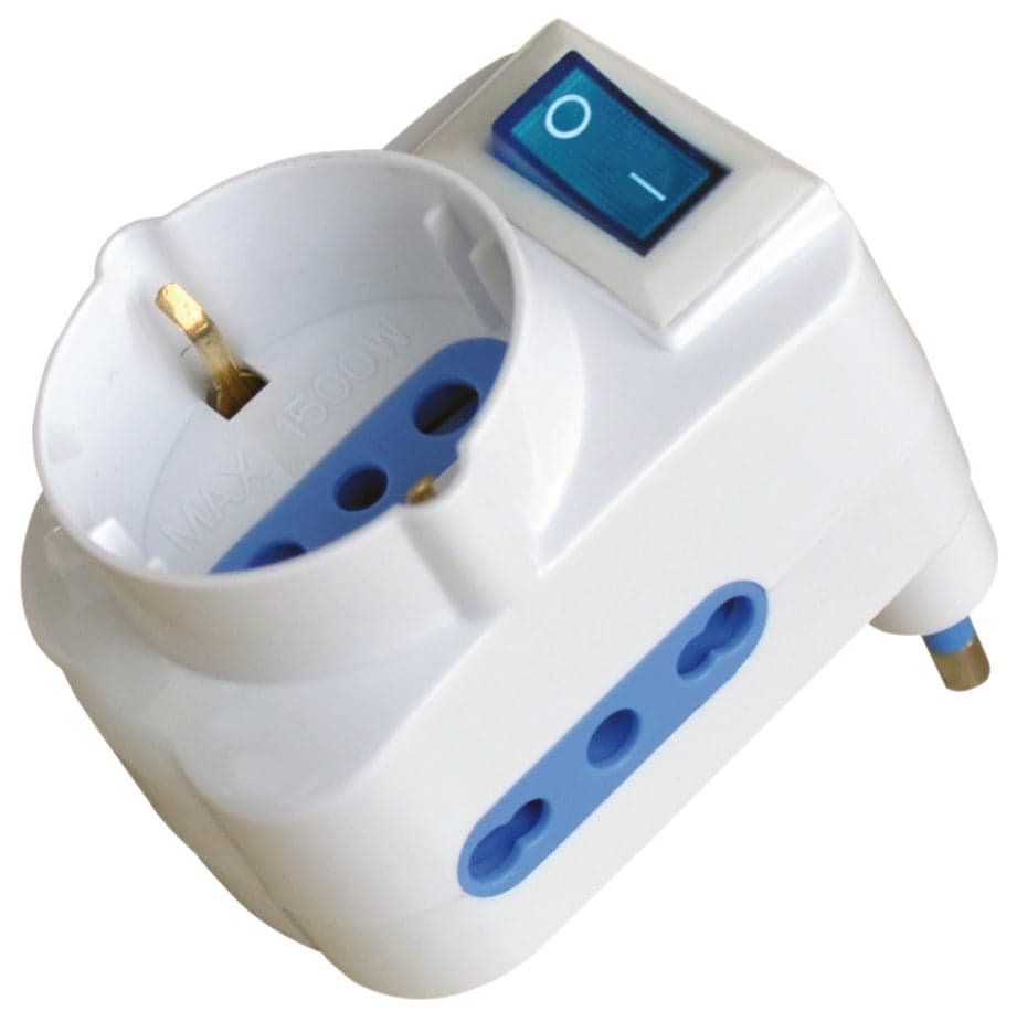 Globex ADATTATORE TRIPLO IN BLISTER 2P+T spina 16A/2 prese 10-16A+schuko con interruttore 10.00 pz