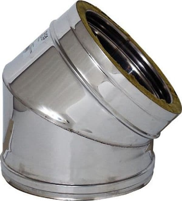 Gomito a 45 ° Doppia Parete per Stufa Ø Interno Esterno Cm 10 15