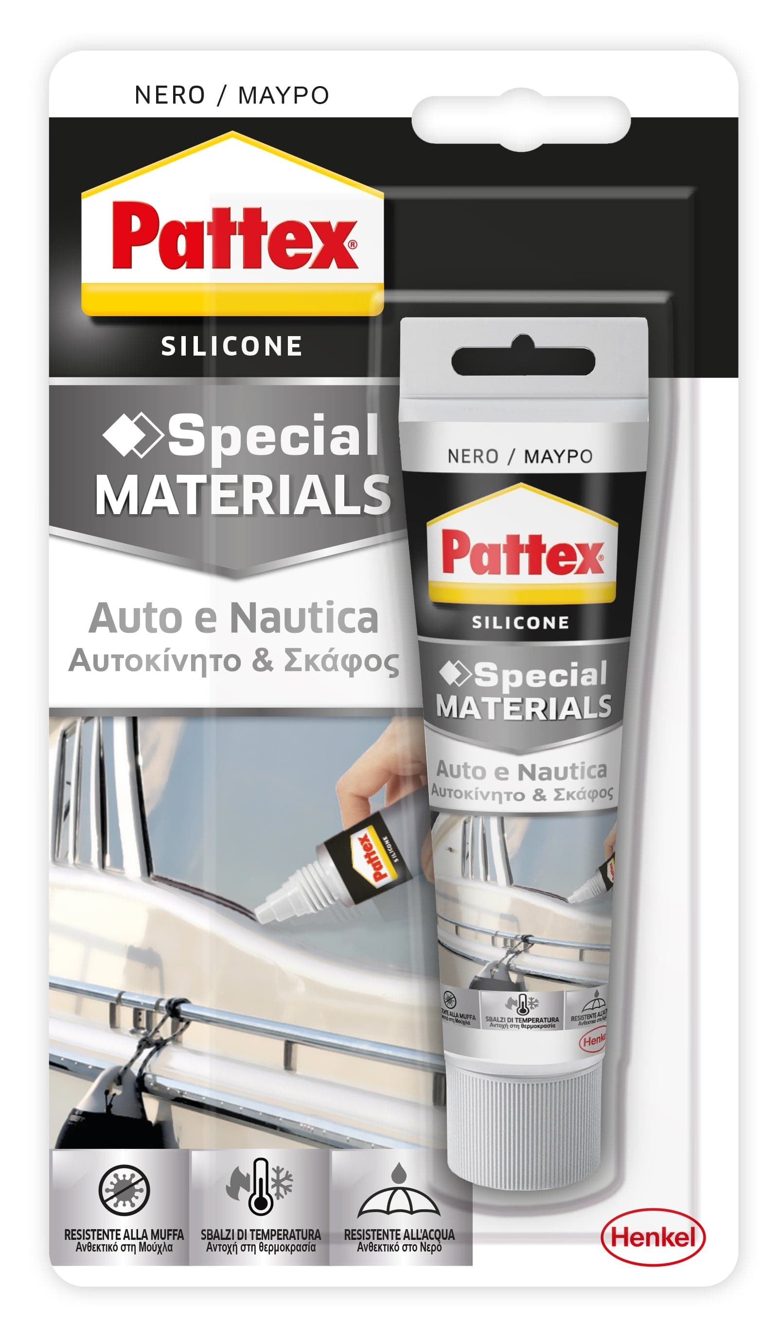 Silicone Pattex Auto e Nautica Nero Blister Ml. 50 Henkel