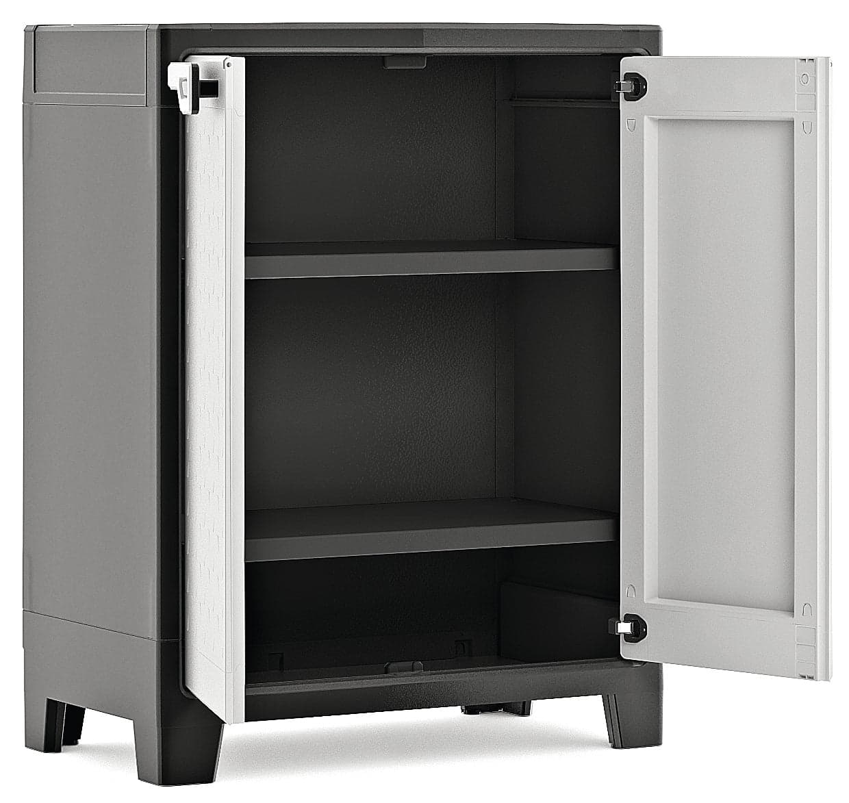 Armadio basso Titan XL in resina con 3 ripiani regolabili colore antracite grigio Keter