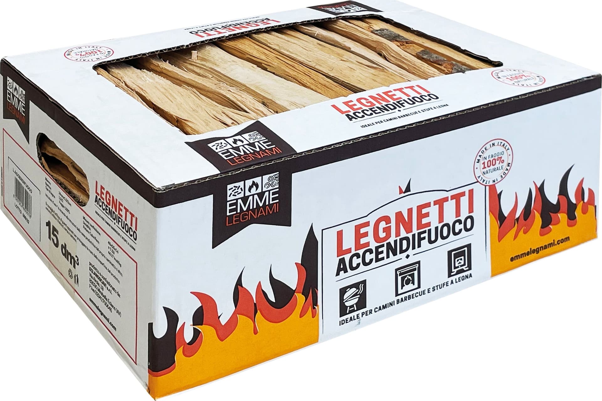 Legnetti Accendifuoco in Faggio (scatola Kg 6 Mc 0 015)