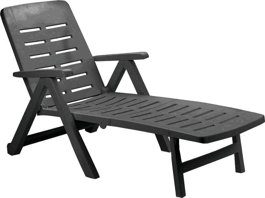 Lettino Pieghevole con Ruote Smeraldo Cm 189 x 72X96 H Colore Antracite